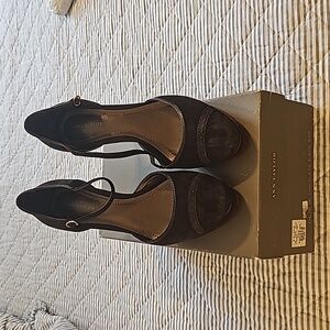 Brown swede high heels